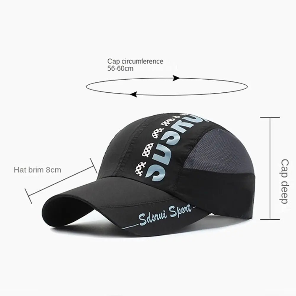 Unisex Wide Brim Mesh Baseball Cap Breathable Quick-drying Peaked Cap Adjustable Hip Hop Hats Outdoor Sports