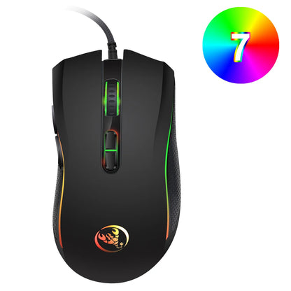 Rato gaming óptico profissional topo de gama com retroiluminação LED em 7 cores vivas e design ergonómico, 3200 DPI, para gamers de LOL e CS