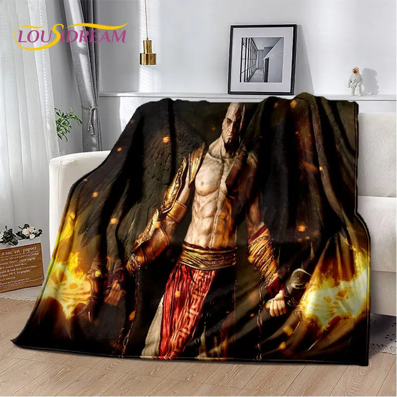 God of War Game Gamers Kratos Soft Plush Blanket,Flannel Blanket Throw Blanket for Living Room Bedroom Bed Sofa Picnic Cover Kid
