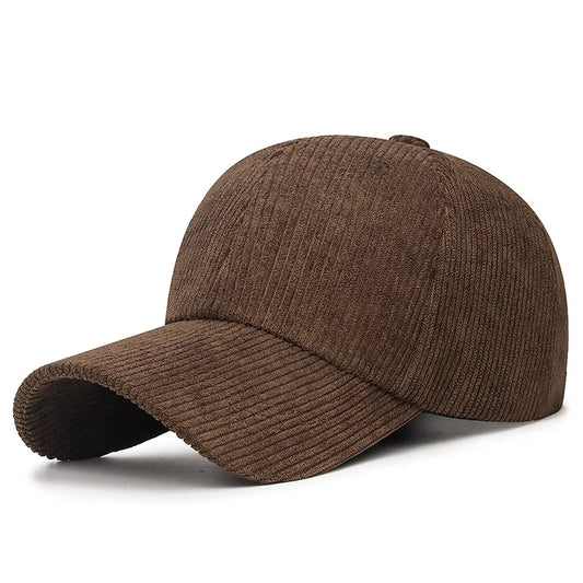 Corduroy Baseball Cap - Adjustable Snapback, Breathable Versatile Striped Casual Hat