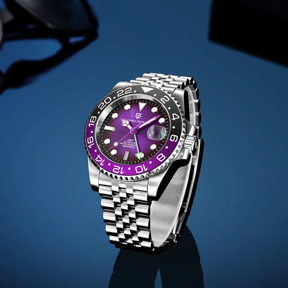 Mechanisch herenhorloge Pagani Design GMT – Luxemodel met saffierglas, roestvrijstalen kast en keramische lunette – Automatisch herenhorloge, zakelijke stijl