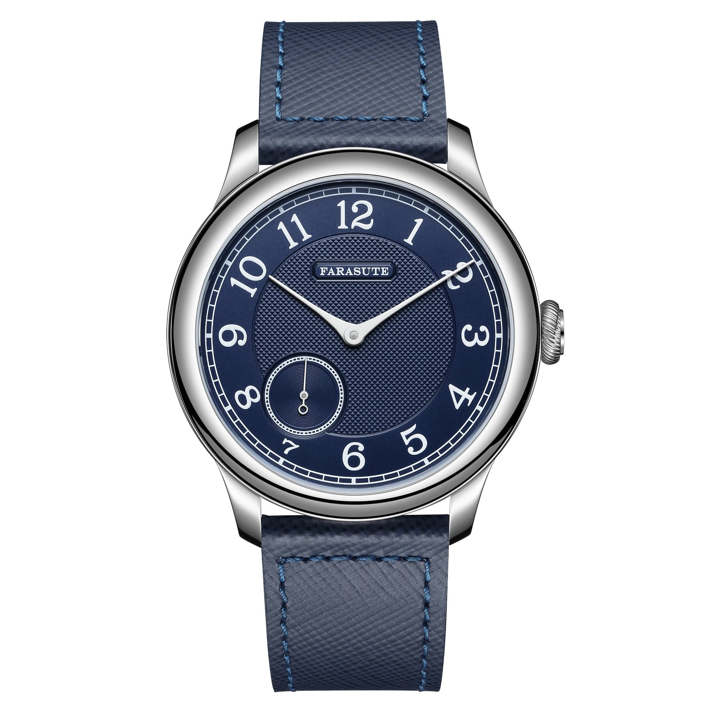 Relógio masculino FARASUTE NEW Machinery com mostrador salmão, movimento mecânico manual ST17, pequeno segundeiro e bracelete Bonklip vintage