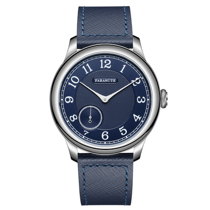 Relógio masculino FARASUTE NEW Machinery com mostrador salmão, movimento mecânico manual ST17, pequeno segundeiro e bracelete Bonklip vintage