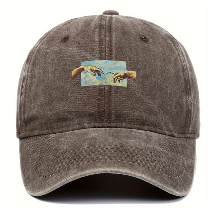 Vintage printed baseball cap, vintage and versatile for both men and women, daily casual and fashionable curved brim hat