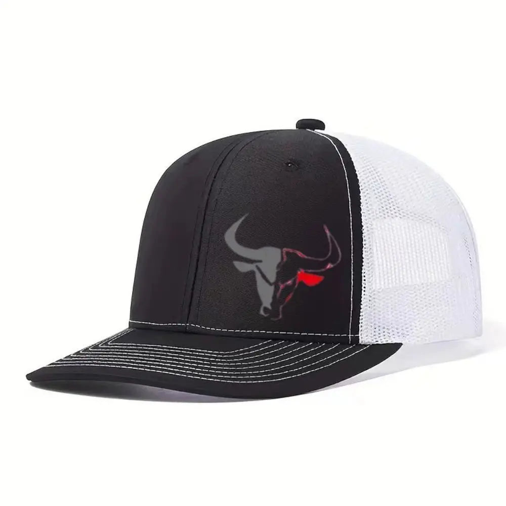 Casual Bull Head Print Summer Baseball Cap Breathable Hip Hop Sports Visor Mesh Adjustable Sun Hats Men Women