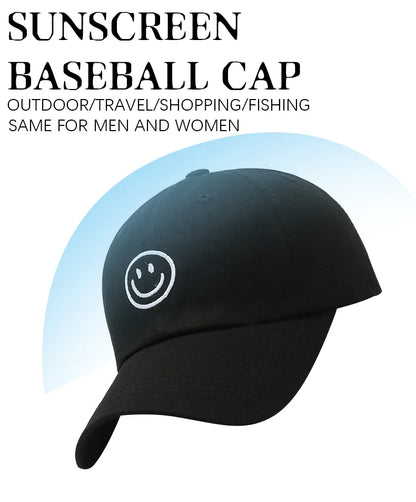 Four Seasons Cap, Polyester Cotton Embroidered Smiley, Lesbial Baseball Cap, Sunscreen Breathable Hat