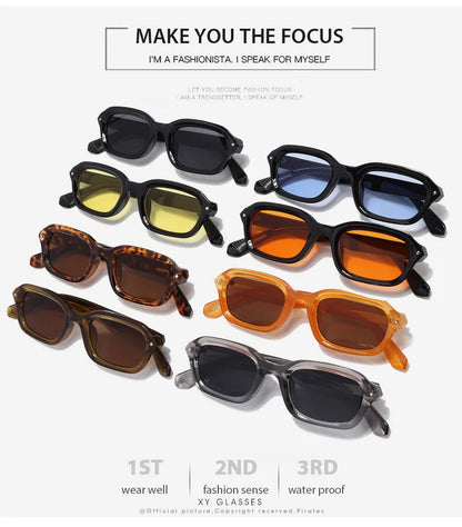 BOYSEEN Beach Sunglasses Man Summer Orange Sun Glasses UV400  Narrow frame square punk sunglasses show