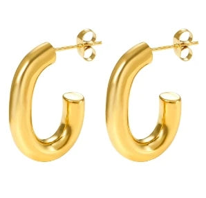 Hoop Earrings for Women Trendy Golden Stainless Steel Earring Jewelry New