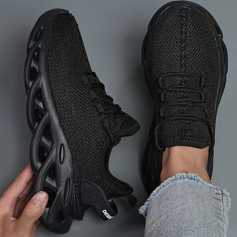 Men Casual Sport Shoes Breathable Lightweight Sneakers Outdoor Mesh Black Running Shoes Athletic Jogging Tennis Walking Shoes