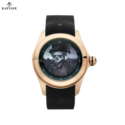 KAFYASE Fashion Earth Bubble Rubber Automatic Watches Luxury Men 46mm Mechanical Wristwatches Art Eye Ball Dial Classic Watch