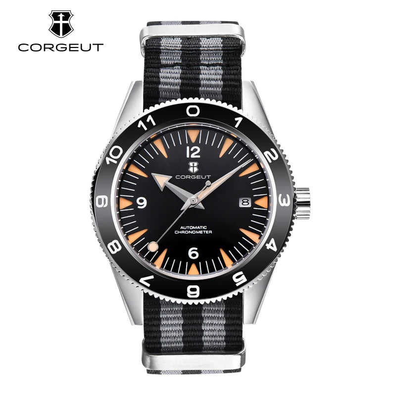 41MM Sapphire Glass 100m Waterproof Japan  Automatic Luminous Mens Watch Nylon Strap