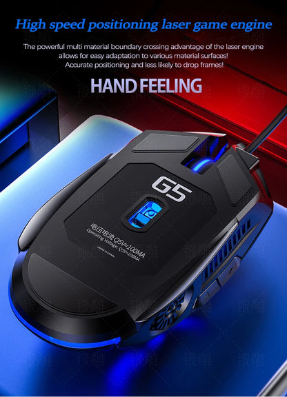 UTHAI G5 Six key 3200PDI wired illuminated gaming mouse, e-sports mechanical mute computer accessories