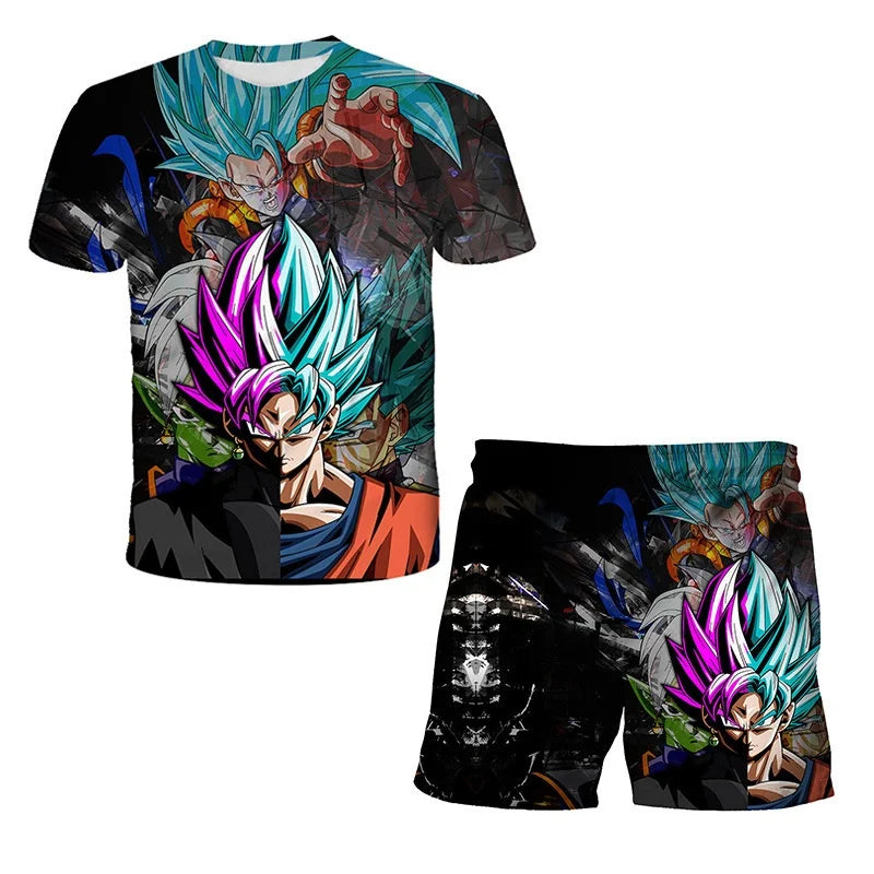 Dragon Ball T-shirt Children's Set Anime Character Wukong Super Sailor Set Boys' T-shirt Children's Summer Set