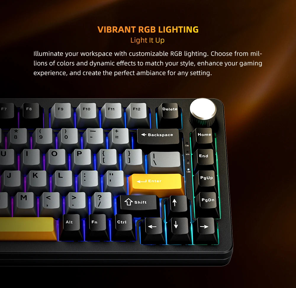 Machenike K600-B82W mechanische Gaming-Tastatur, Tri-Mode, Gasket-Mount, 75% ANSI-Layout, RGB-Hintergrundbeleuchtung, kabellos