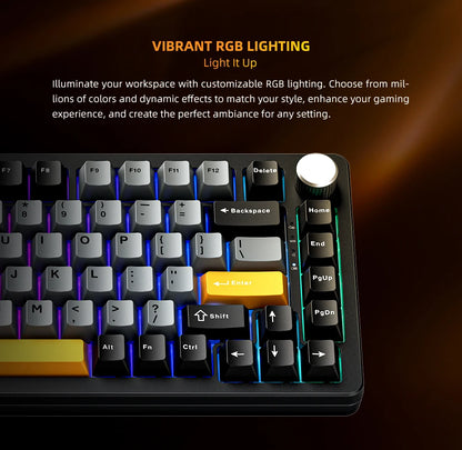 Machenike K600-B82W mechanische Gaming-Tastatur, Tri-Mode, Gasket-Mount, 75% ANSI-Layout, RGB-Hintergrundbeleuchtung, kabellos