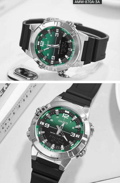 Casio watch for men top luxury set quartz 50m Waterproof  military dual display Watch relogio masculino AMW-870