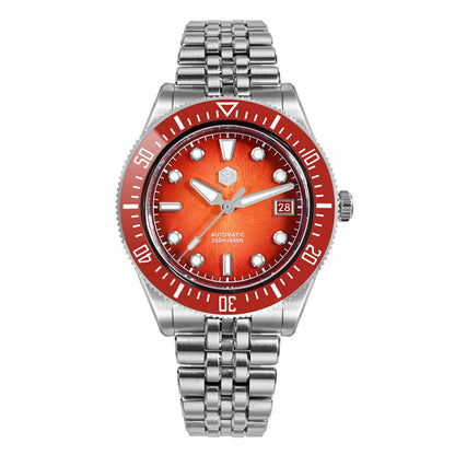 Relógio de mergulho de luxo para homem San Martin 40mm Miyota 9015, mostrador em esmalte sunburst, relógio de pulso mecânico automático, resistente à água 200m, SN0148