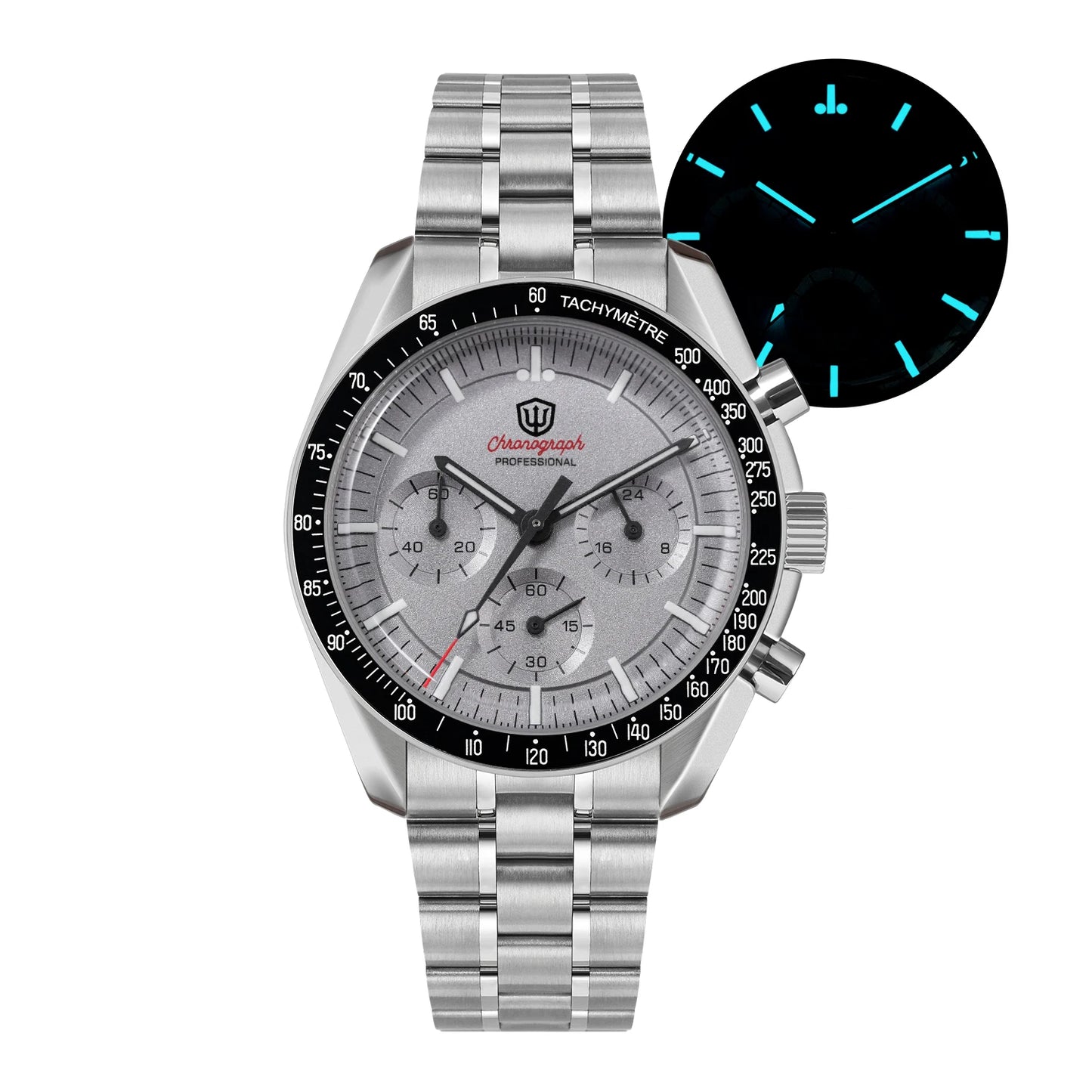 Watchdives WD1863 39mm VK63 Chronograph Watch, OTF Clasp, Sweep Quartz Movement, Sapphire, Luminous, 100m Waterproof