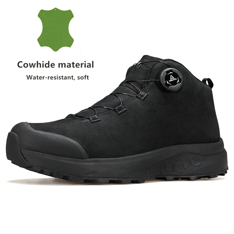 HUMTTO Lederschuhe für Herren Winter Camping Outdoor Herren-Sportschuhe Atmungsaktive Trekkingstiefel für Männer Rutschfeste Wandersneaker