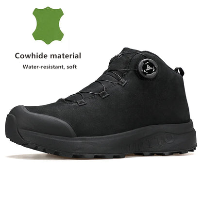 HUMTTO Lederschuhe für Herren Winter Camping Outdoor Herren-Sportschuhe Atmungsaktive Trekkingstiefel für Männer Rutschfeste Wandersneaker