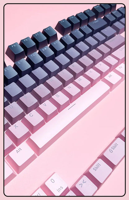 RGB-Gamer-Tastenkappen mit Farbverlauf-Hintergrundbeleuchtung für mechanische Tastaturen mit MX-Switches, OEM-Profil, PBT-Keycaps, Weiß/Blau, ISO-Layout, DIY-Tastenkappen
