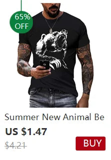 Short Sleeve Men's Wolves Graphic Print Crew Neck Tee for Summer Outdoor
