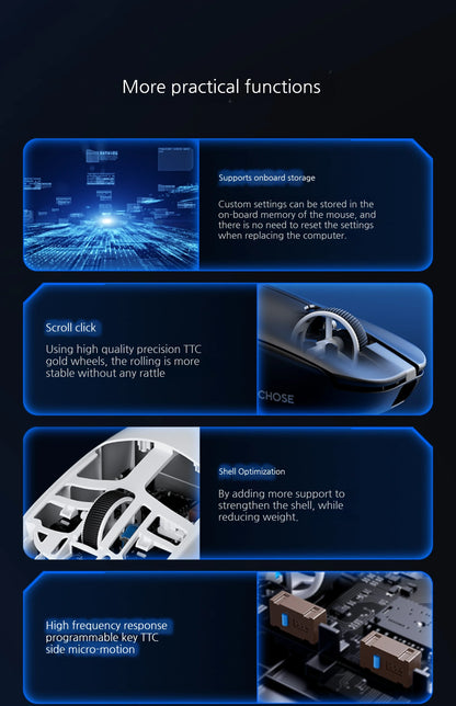 MCHOSE L7 Ultra+ mittelgroße/große Hand-Gaming-Maus E-Sports Paw3950 kabellos, drei Modi, leicht, Office-Dual-Drive-Computermaus
