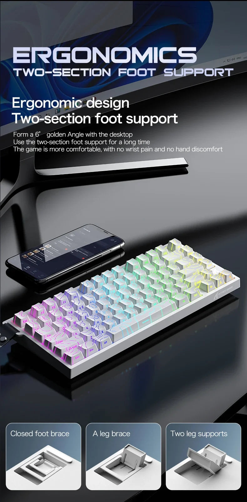 Tastiera gaming magnetica cablata ATTACK SHARK R82 HE 75% RGB 8000Hz Rapid Trigger, attuazione 0.005mm
