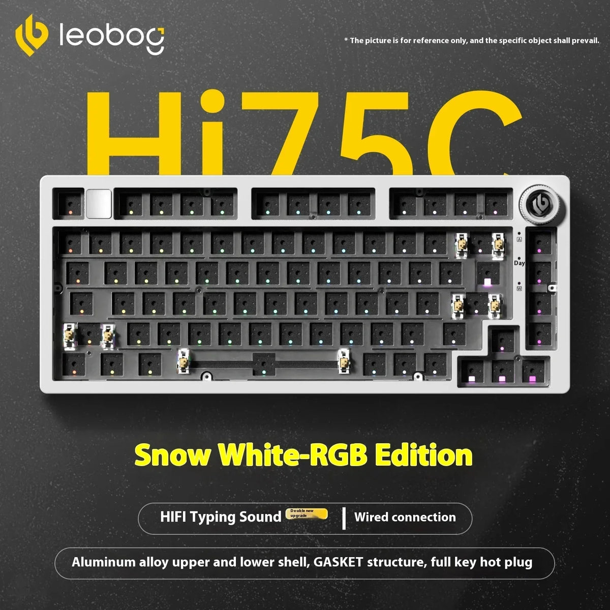 LEOBOG Hi75C Mechanical Keyboard 3Mode/Wired kit Hot Swap With Knob RGB Aluminium Alloy Gasket Hi75C Keyboard Kit PC Custom Gift