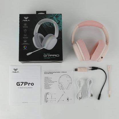 AULA G7 Pro Gaming-Headset 7.1 Surround Sound Kabellose Bluetooth 5.3-Kopfhörer mit geräuschunterdrückendem Mikrofon für PS5/PS4/PC/Switch