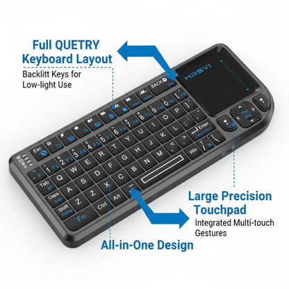 MRSVI Mini Keyboard A8 PLUS, tastiera wireless retroilluminata 2.4GHz e Bluetooth5.0 con touchpad per Android TV Box, Mac, laptop, Windows