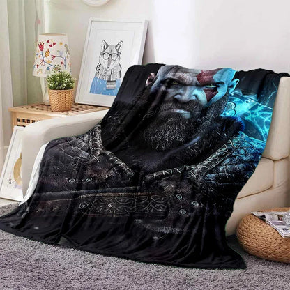 God of War Games Kratos Cartoon Soft Flannel Blanket for Beds Bedroom Sofa Picnic,Throw Blanket for Cover Outdoor Leisure Gift