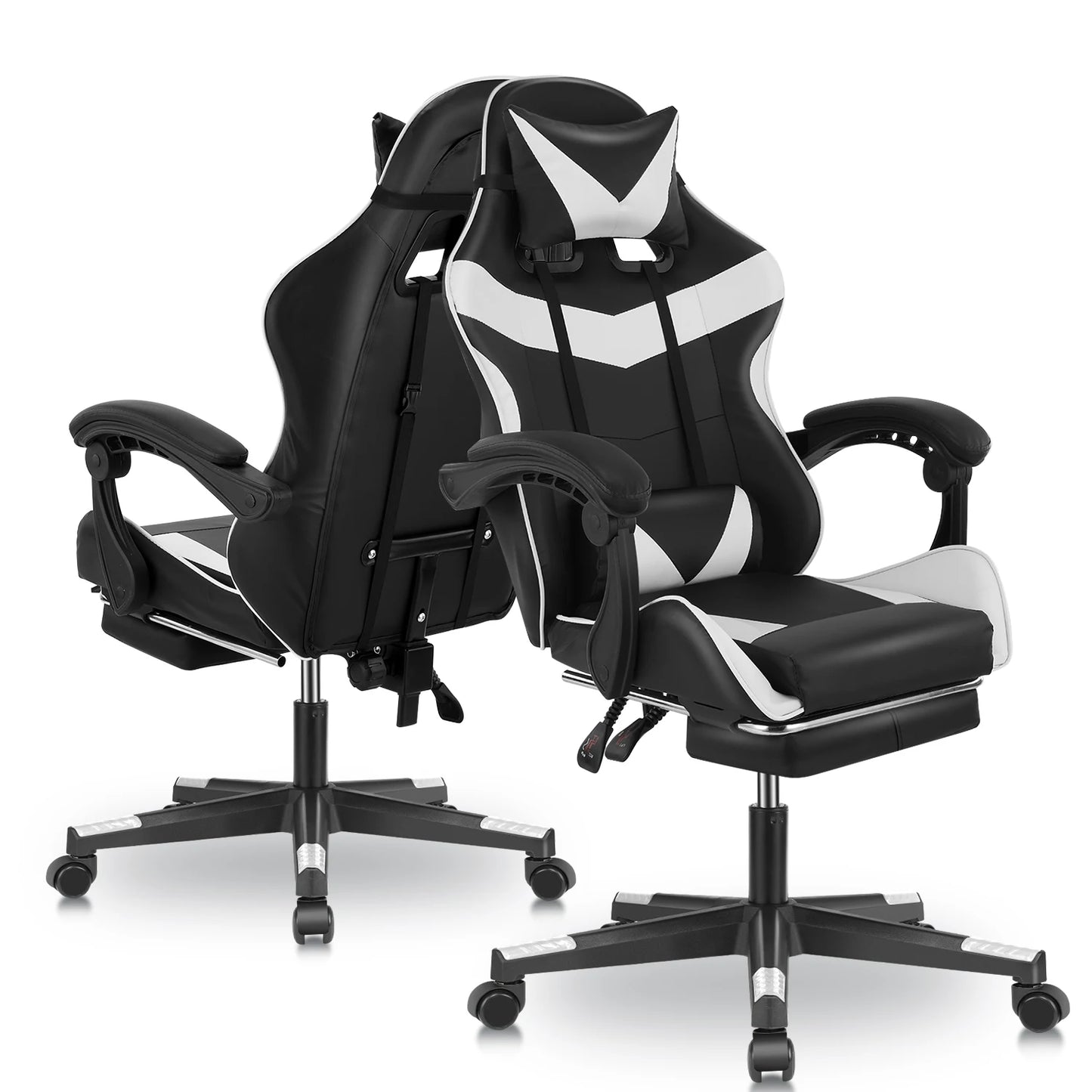 Ergonomic Gaming chair with massage function, height adjustable office chair computer chair with armrests headrests, up to 150KG