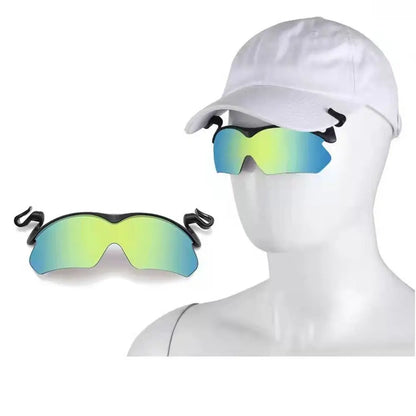 Clip Cap Sports Sunglasses, Clip On Hat Polarized Sunglasses, Flip-Up Cover UV Protection Fishing Cycling Outdoor Sunglasses