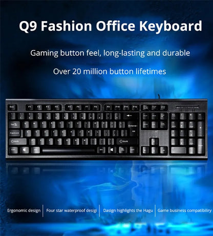 Q9 Einzelne Tastatur, USB-Square-Mouth-Anschluss, für Business, Büro und Zuhause, PS2-Rundanschluss, kabelgebunden, für Desktop-Computer