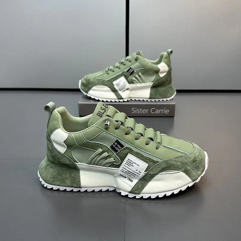 Men's Casual Sports Four Seasons Moccasins Trendy Designer Personality Lace-Up Leather Sneakers Comfortable Breathable
