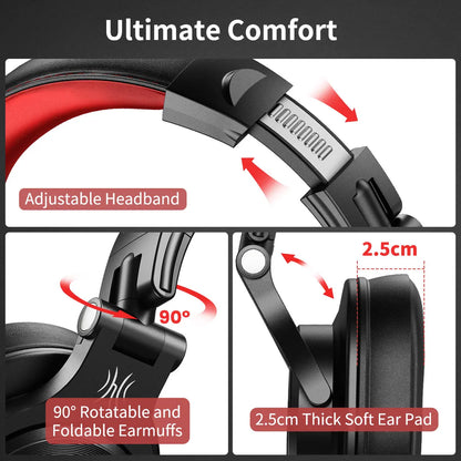 OneOdio A71 kabelgebundene Over-Ear-HiFi-Studio-DJ-Kopfhörer mit Mikrofon – professionelles Monitoring-Gaming-Headset mit tiefem Bass