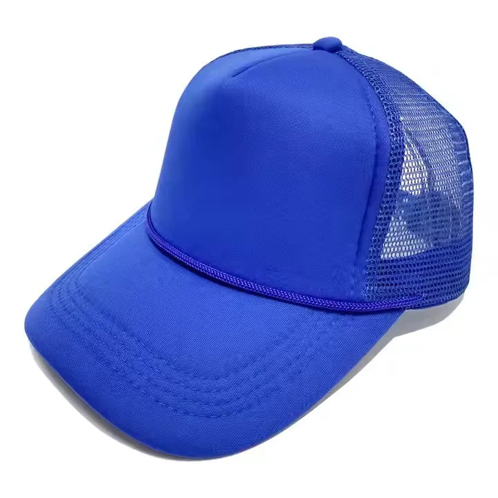 5 panel Trucker Caps Men Women Plain Blank Foam Mesh Baseball Cap With Rope Summer Breathable Outdoor Sport Sun Visor Hats