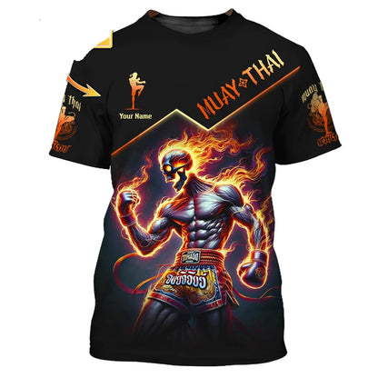 Kietas naujas „Muay Thai“ grafinis marškinėlis vyrams su 3D spausdintu tigro ir drakono piešiniu, individualizuotu vardu, vasaros sporto salės ir fitneso marškinėlis