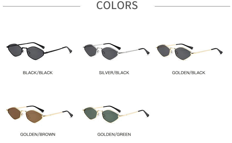 Fashion Female Small Frame Polygon Sunglasses Women Brand Designer Metal Frame Eyeglasses UV400 Protection Shades Oculos