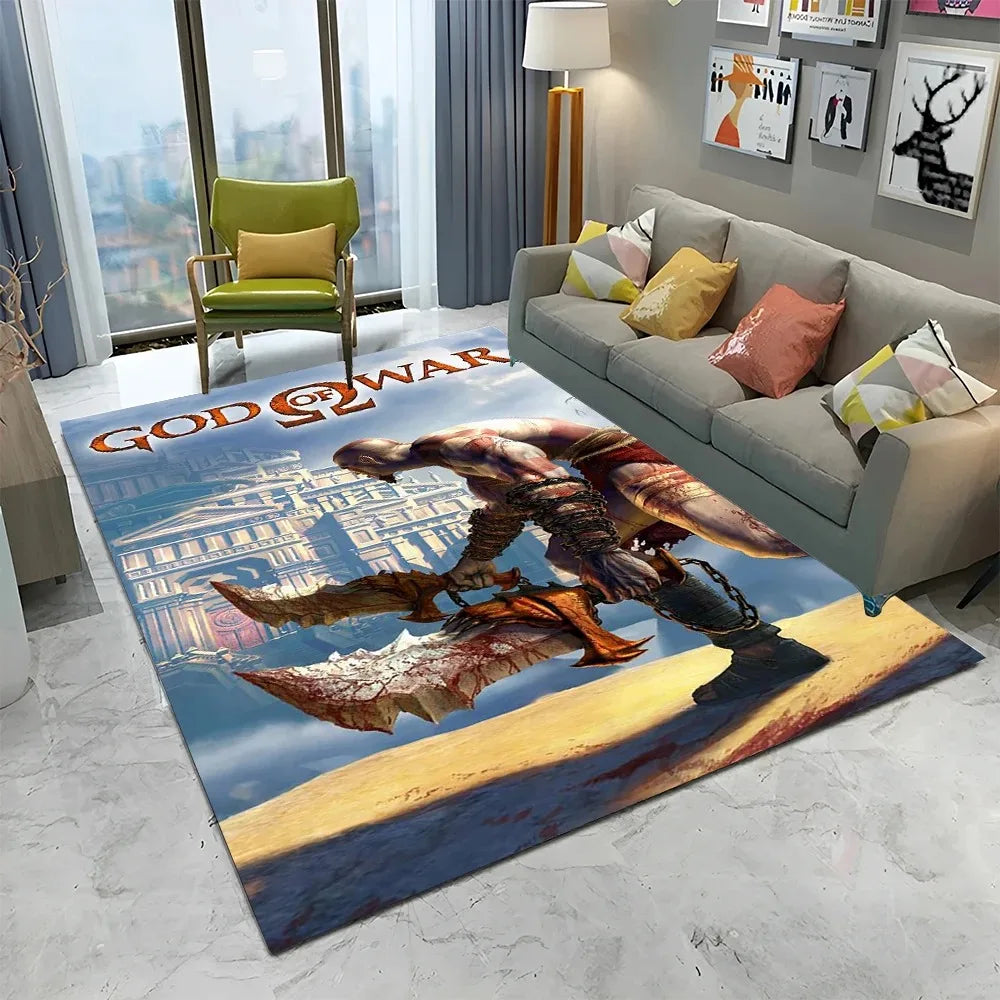 3D God of War Games Carpet Home Living Room Bedroom Sofa Doormat Decor Kids Play Area Rug Non-slip Mechanical Washable Floor Mat
