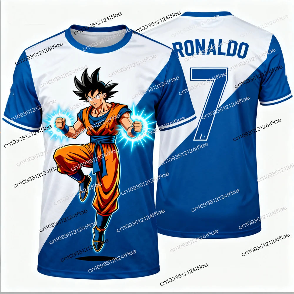 2025 New Dragon Ball Z Goku Special Production Ronaldo Football Jersey T-shirt Kids Anime Cartoon Tshirt Men's Sports T shirt