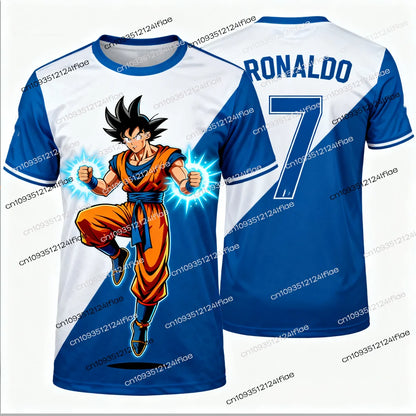 2025 New Dragon Ball Z Goku Special Production Ronaldo Football Jersey T-shirt Kids Anime Cartoon Tshirt Men's Sports T shirt