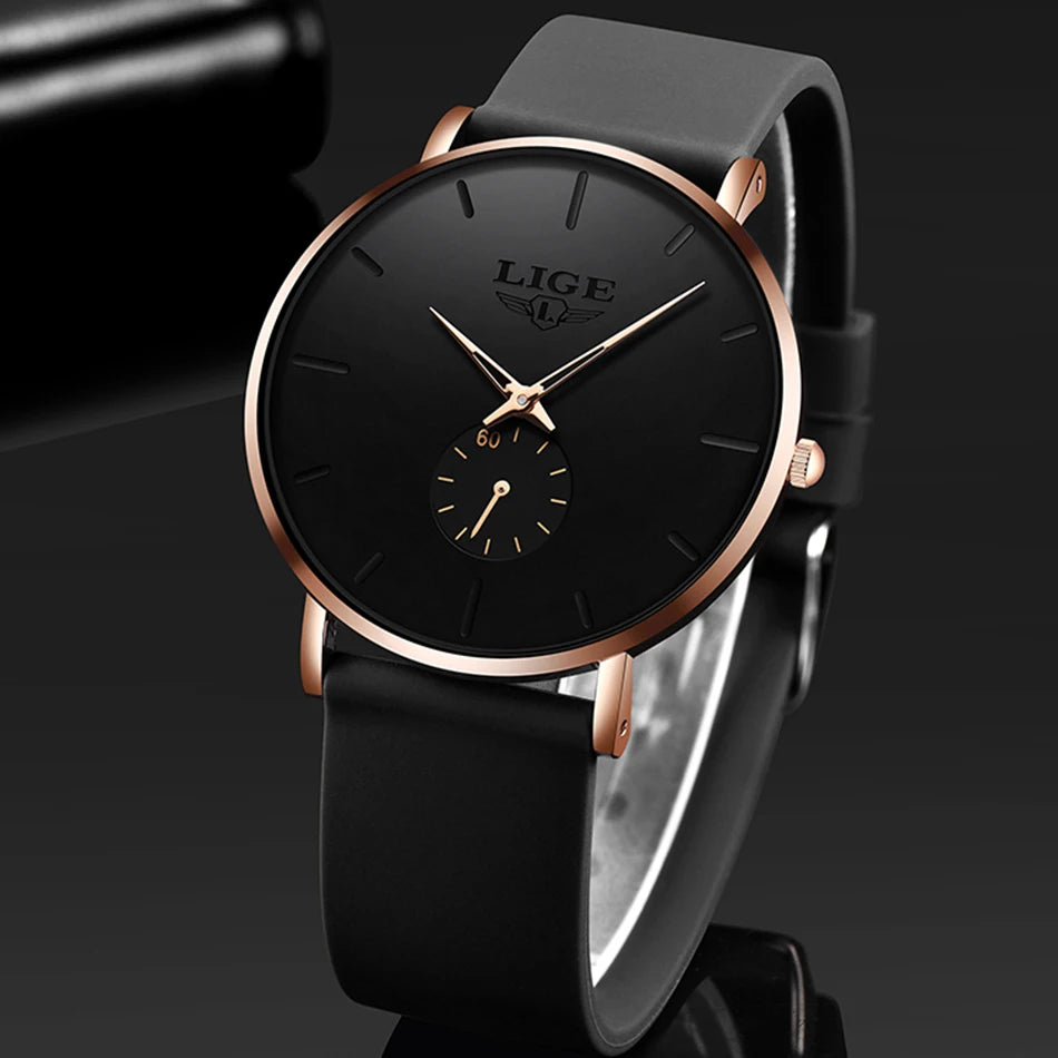 Reloj para hombre LIGE: estilo deportivo y moderno, marca de lujo, resistente al agua, diseño minimalista y ultradelgado, reloj de cuarzo para hombre