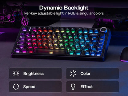 Teclado Mecânico EPOMAKER x AULA F75 Ultra VIA Programável 75% ANSI US QWERTY com Gasket, com Fios/Bluetooth/2.4Ghz Sem Fios