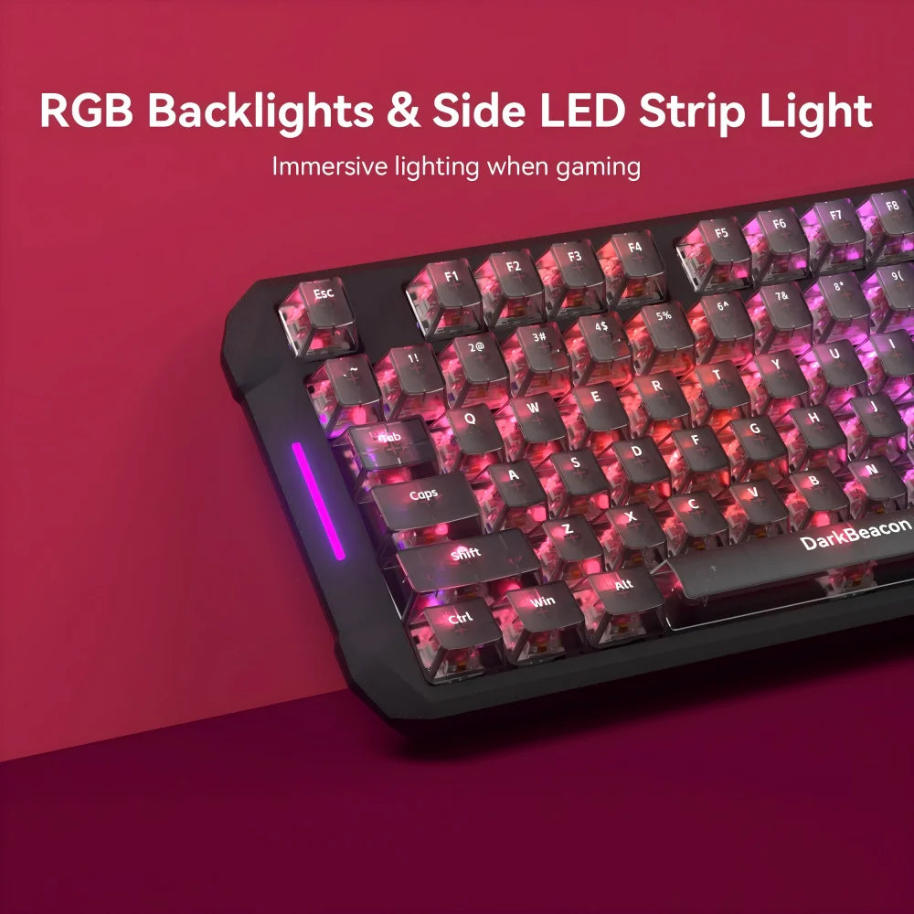 DarKBeacon RGB 87 tasti, tastiera compatta TKL USB cablata, hot-swappable, meccanica silenziosa per Windows, laptop, PC, gaming e lavoro