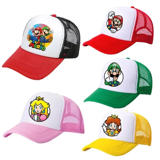 Mario Casual Baseball Sun Caps Action Universal Polyester Hat Children Truck Driver Items Adult Adjustable Anime Peripherals