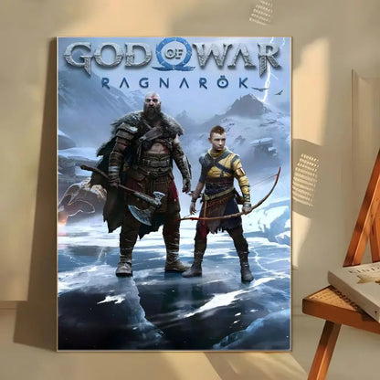Dark Fantasy G-God of War Poster  Self-adhesive Art Waterproof Paper Sticker Coffee House Bar Room Wall Decor