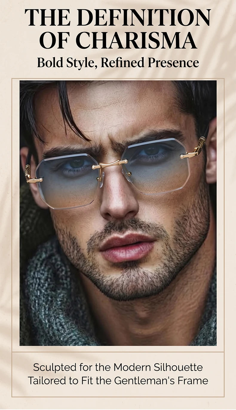 Square Rimless Punk Sunglasses Men 2026 Luxury Brand  Polygon Frameless Sun Glasses For Male Steampunk Driving Eyewear Shades