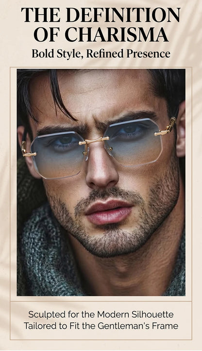 Square Rimless Punk Sunglasses Men 2026 Luxury Brand  Polygon Frameless Sun Glasses For Male Steampunk Driving Eyewear Shades